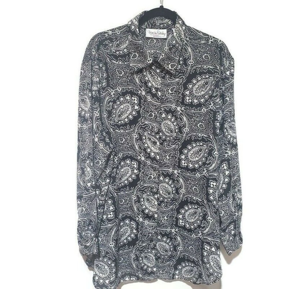 Diane Von Furstenberg The Color Authority Button Up Blouse Long Sleeve 1X/2X - Picture 1 of 10